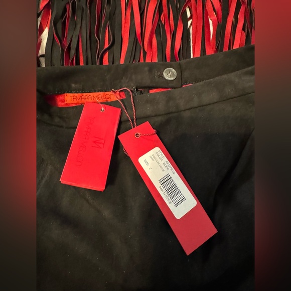 Tamara Mellon Fringe Goat Suede Leather Midi Skirt, Size 2, NWT, Retail $750 - Picture 9 of 9